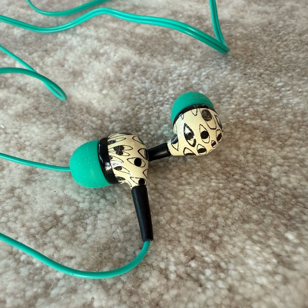 Stylish Green Patterned Evil Eye Headphones